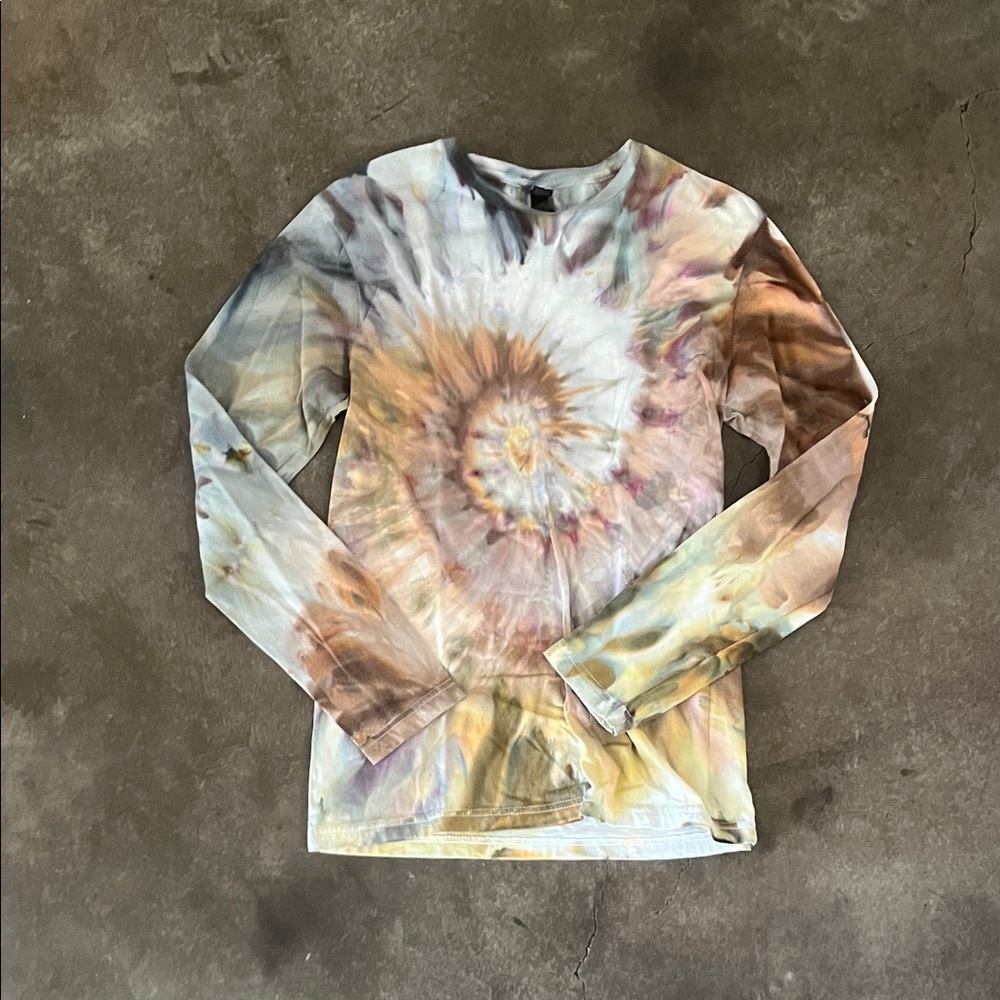 Tie-Dye Long Sleeve Tee - Multi Brown & Cream